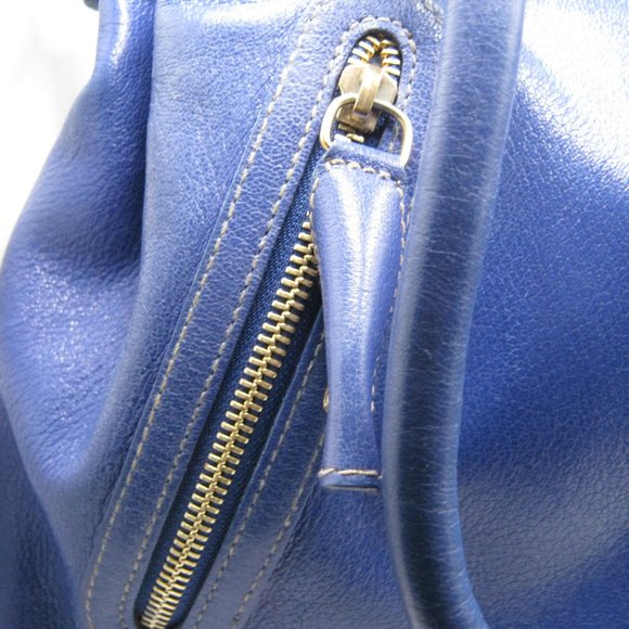 Furla Cobalt Blue Leather Handbag Purse - Picture 2 of 11
